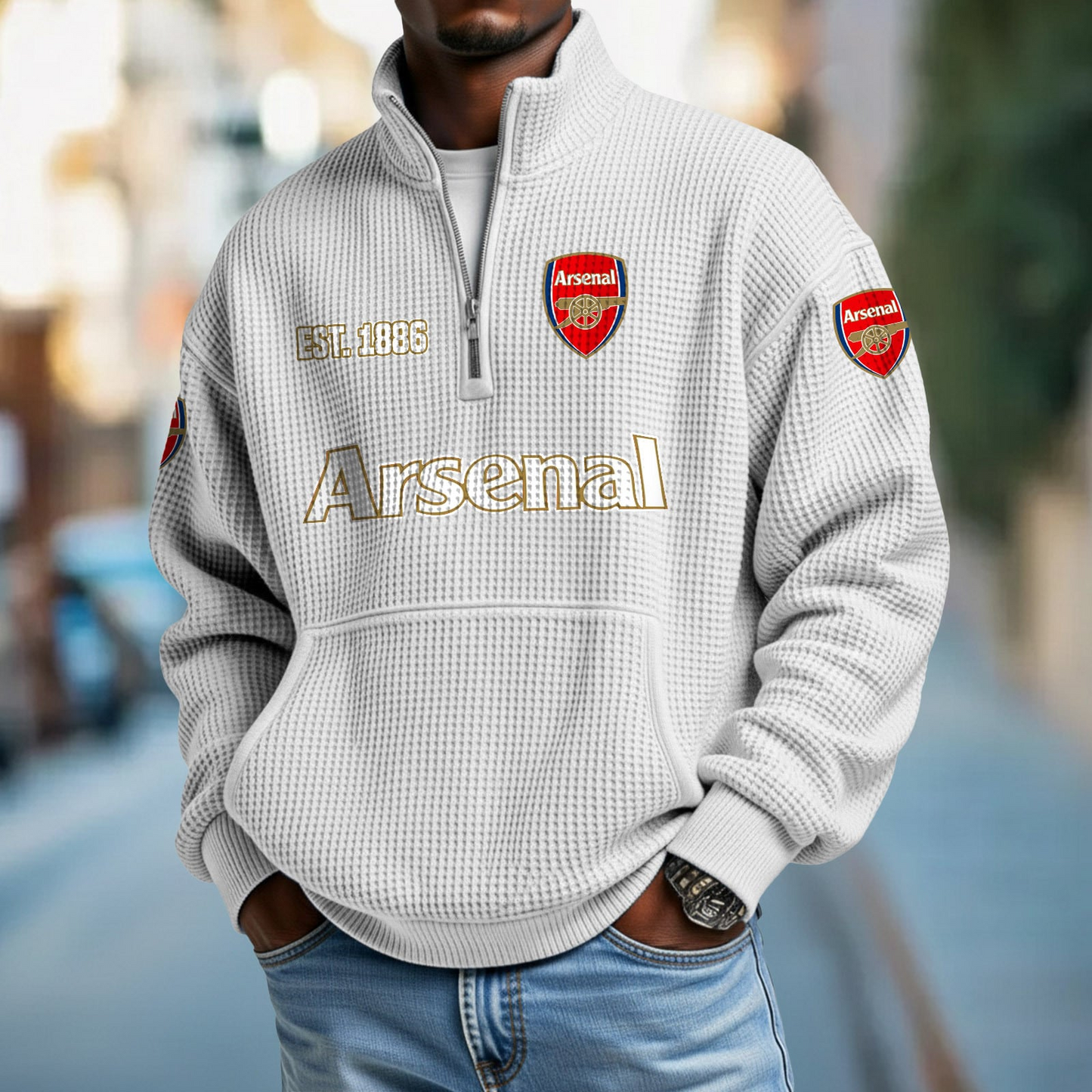 ARS FC Premier League Champions 2526 Waffle Stand Collar Half Zip SweatShirt 2905 DatND DVT