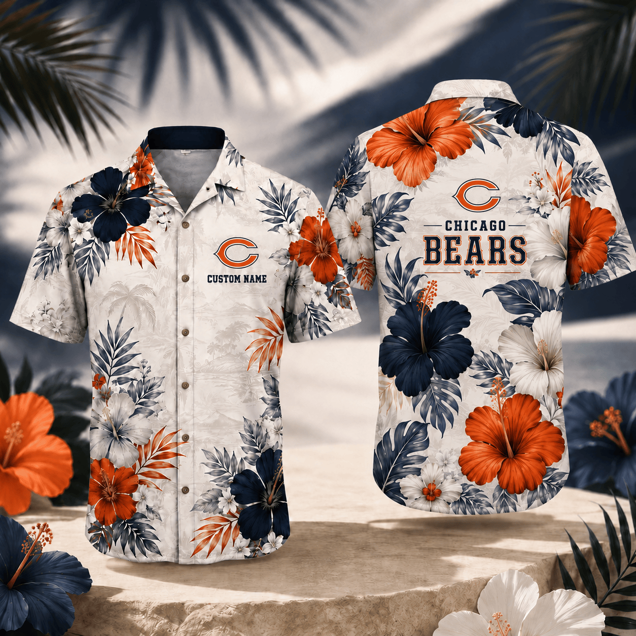 CHI x NFL Tropical Floral Hawaiian Shirt 160626