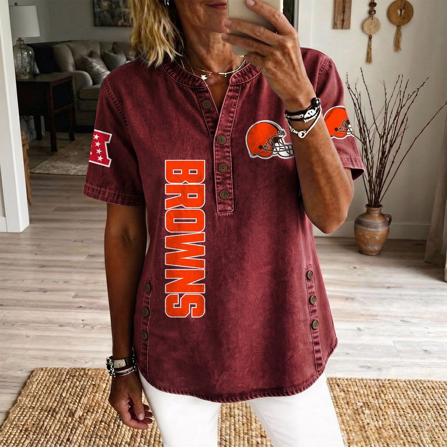 CLE x NFL Womenƒ??s Denim Casual Tops DATND LBN 190526