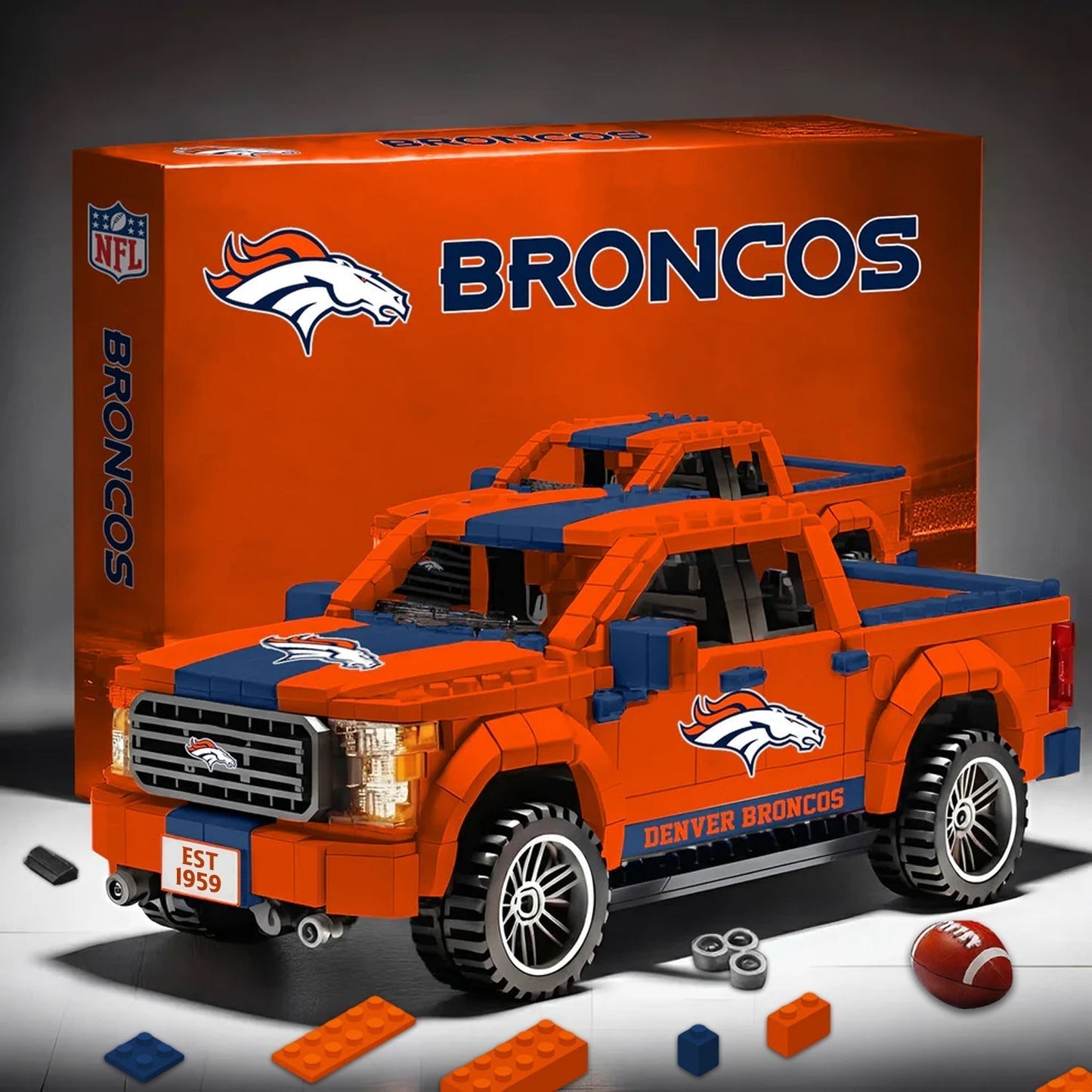 DEN X NFL 3D Racing Truck Model Building Block Set NDT NHM