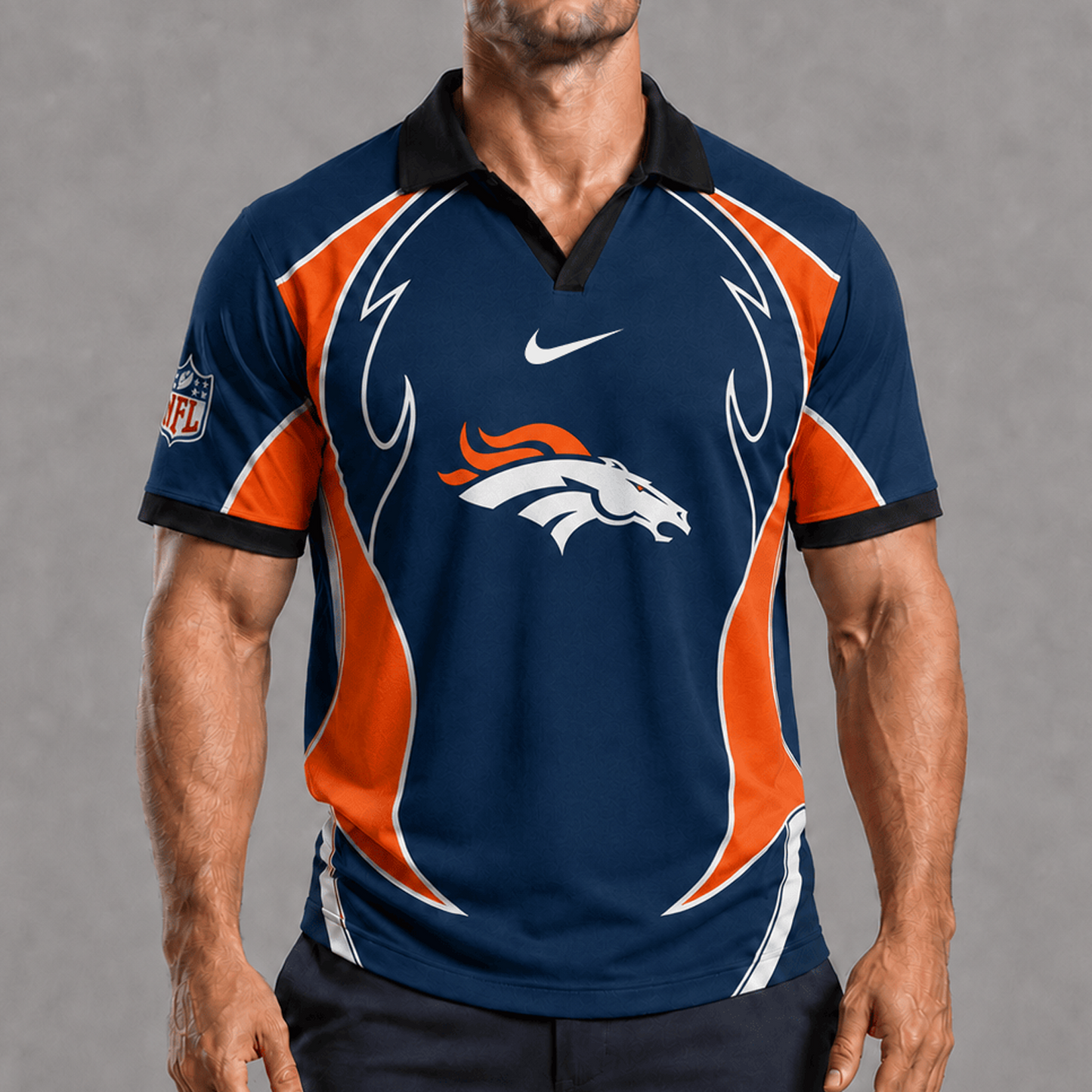 DEN x NFL Premium Rugby Polo Shirt 1506