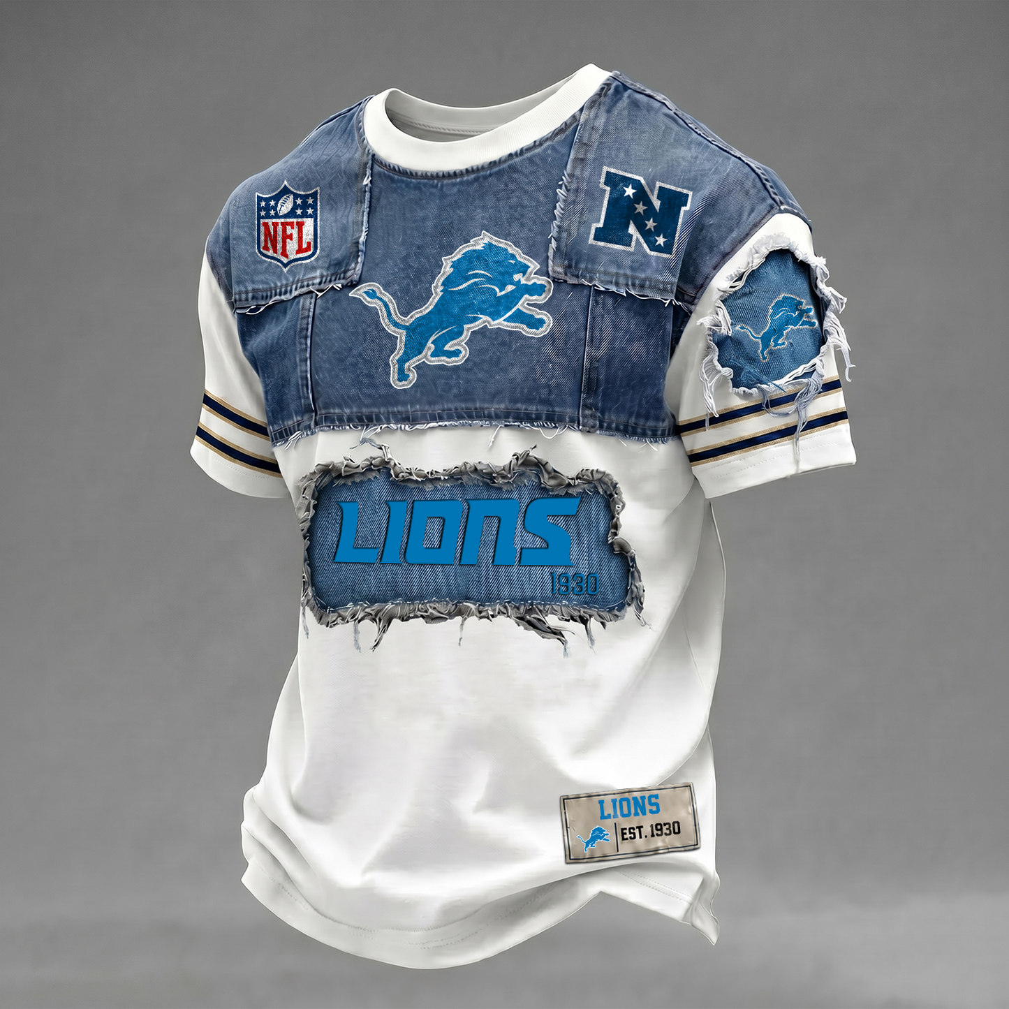 DET x NFL Patchwork Denim T-Shirt DATND TANTD 080626