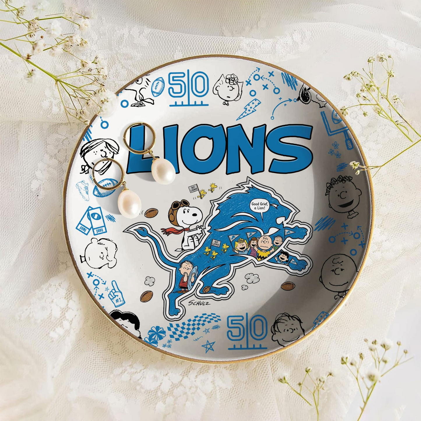 DET x NFL Premium NFL Snoopy Jewelry Dish 0406 DatND DVT