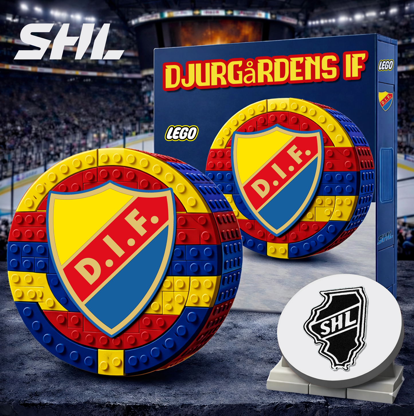 DJU x SHL Hockey 3D Puck Building Block Set Limited Editions NDT VHM 130426