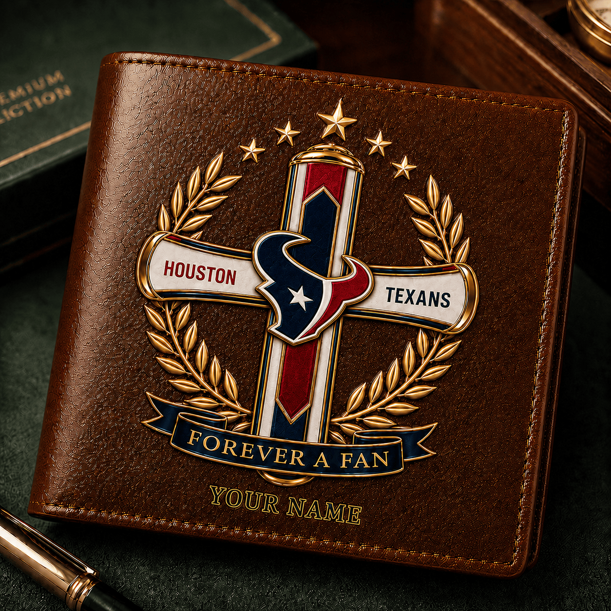 HT x NFL Cross Men Leather Wallet Custom Any Name Gifts 220626