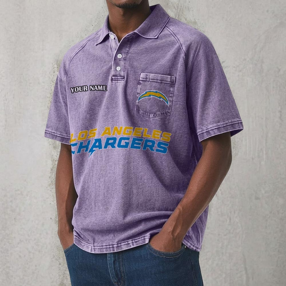 LAC x NFL Men's Distressed Turn-Down Collar Polo DATND TANTD 250526