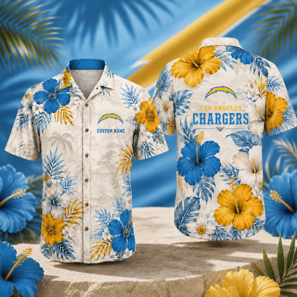 LAC x NFL Tropical Floral Hawaiian Shirt 160626