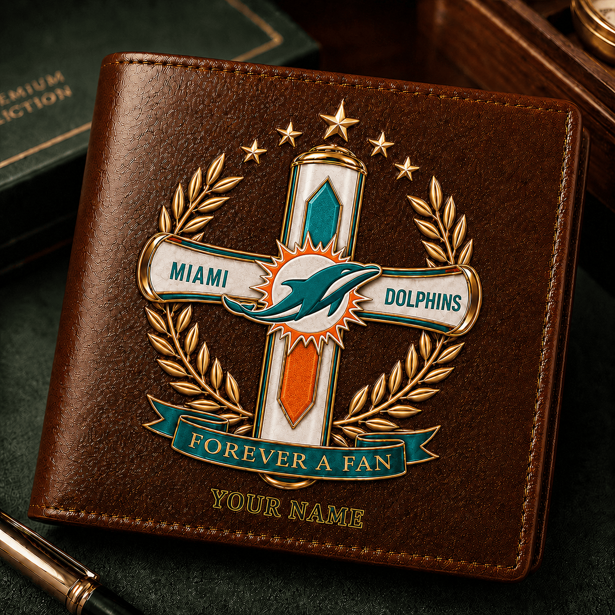 MD x NFL Cross Men Leather Wallet Custom Any Name Gifts 220626
