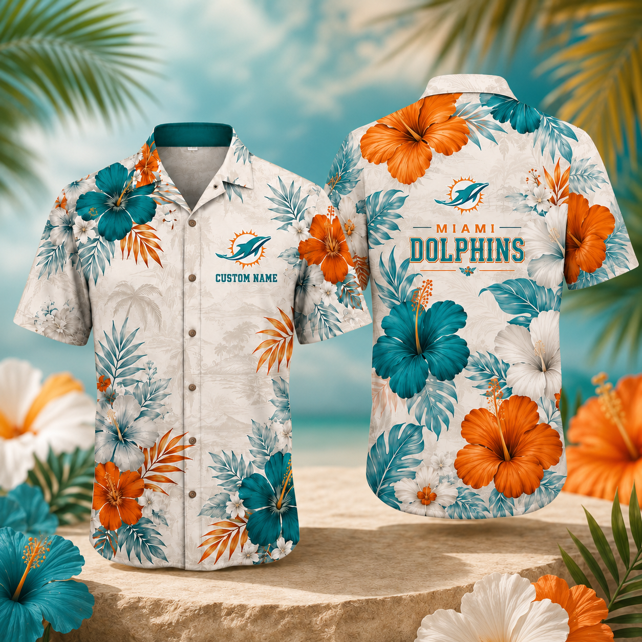 MD x NFL Tropical Floral Hawaiian Shirt 160626