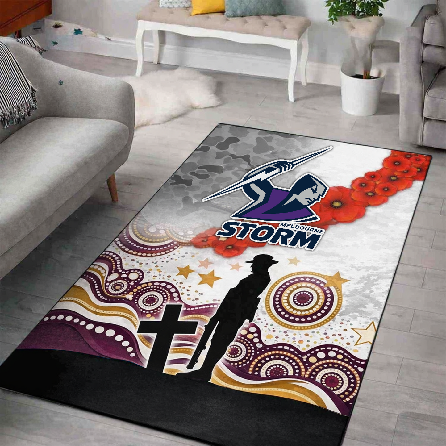 MEL x NRL Anzac Day Living Room And Bedroom Rug Limited Edition DatND DVT