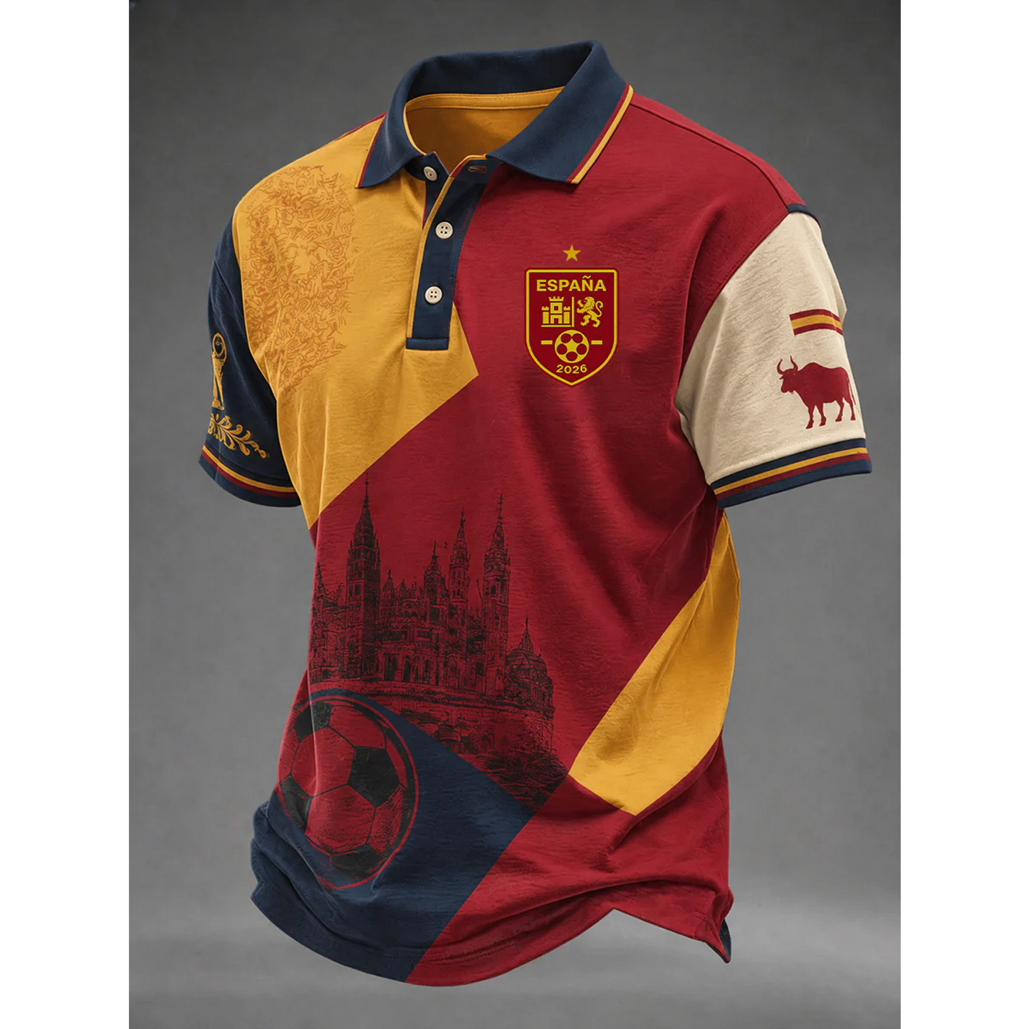Men's Spanish Football Print Casual Shirt V11 DATND TANTD 050626