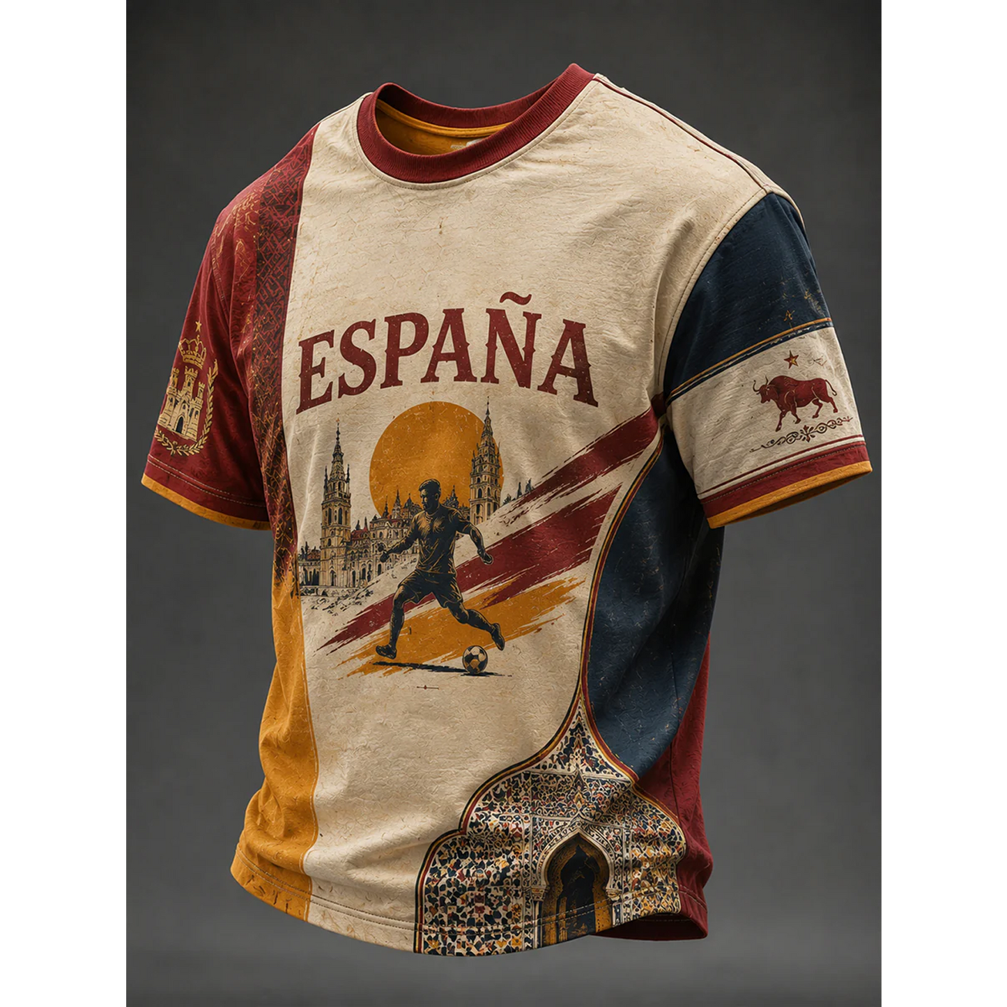 Men's Spanish Football Print Casual Shirt V13 DATND TANTD 050626