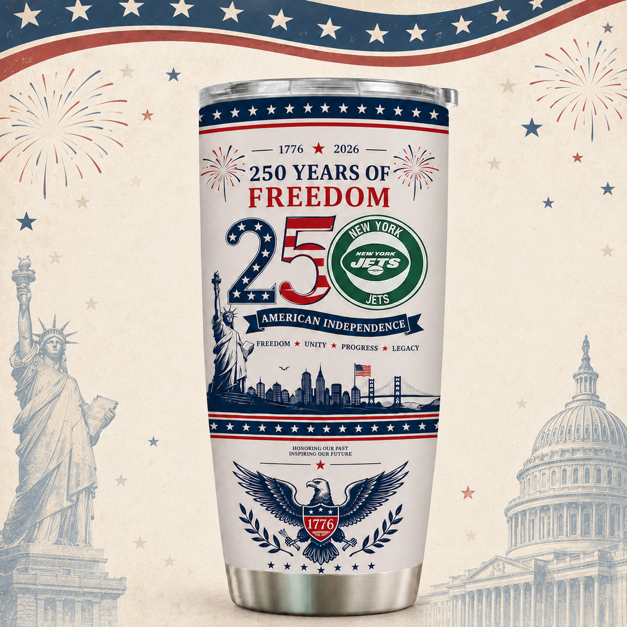 NYJ x NFL 250th Anniversary Special Tumbler for Football Fans 170626