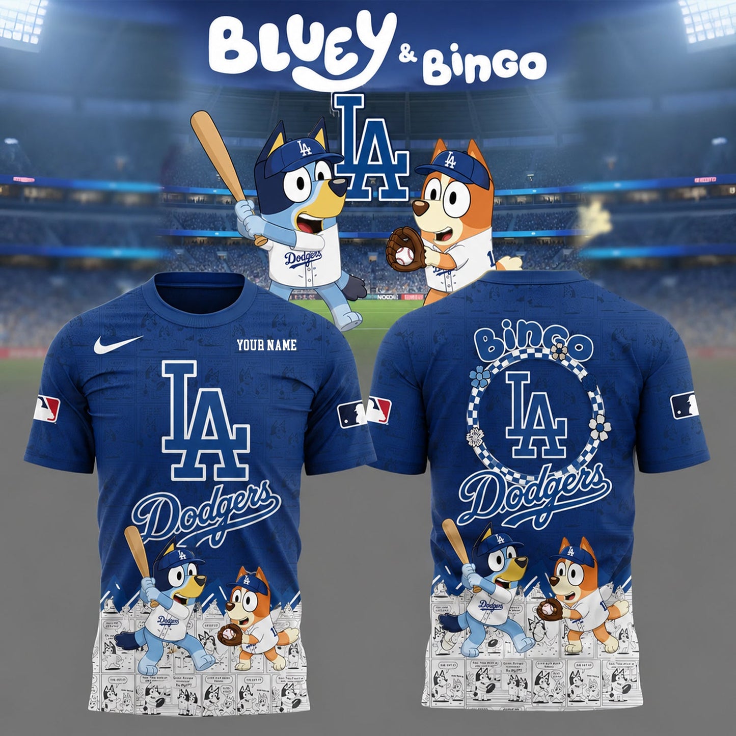 PREMIUM MLB X LAD Bluey & Bingo Comic Shirt NDT NHM 260526