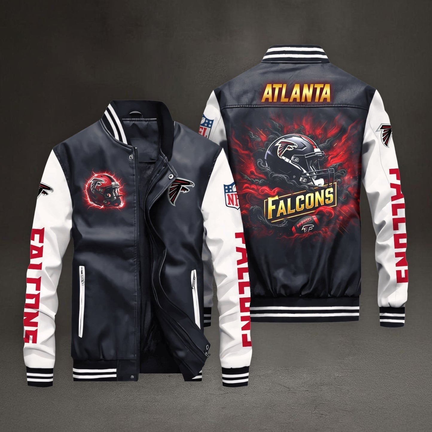 PREMIUM NFL X ATL LEATHER BOMBER JACKET NDT NHM