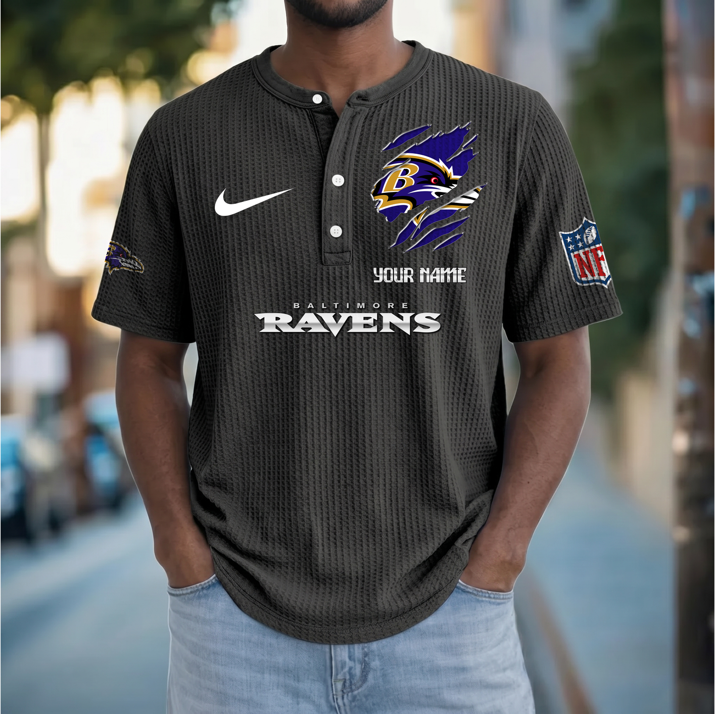 PREMIUM NFL X BR Crew neck button Henry Shirt Limited Editions NDT VHM 230426