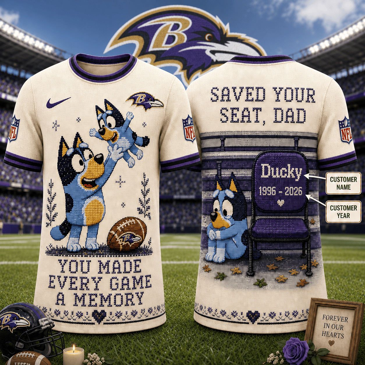 PREMIUM NFL X BR Custom Premium NFL 3D Faux-Stitch Dad Memorial Shirt NDT NTN 220526
