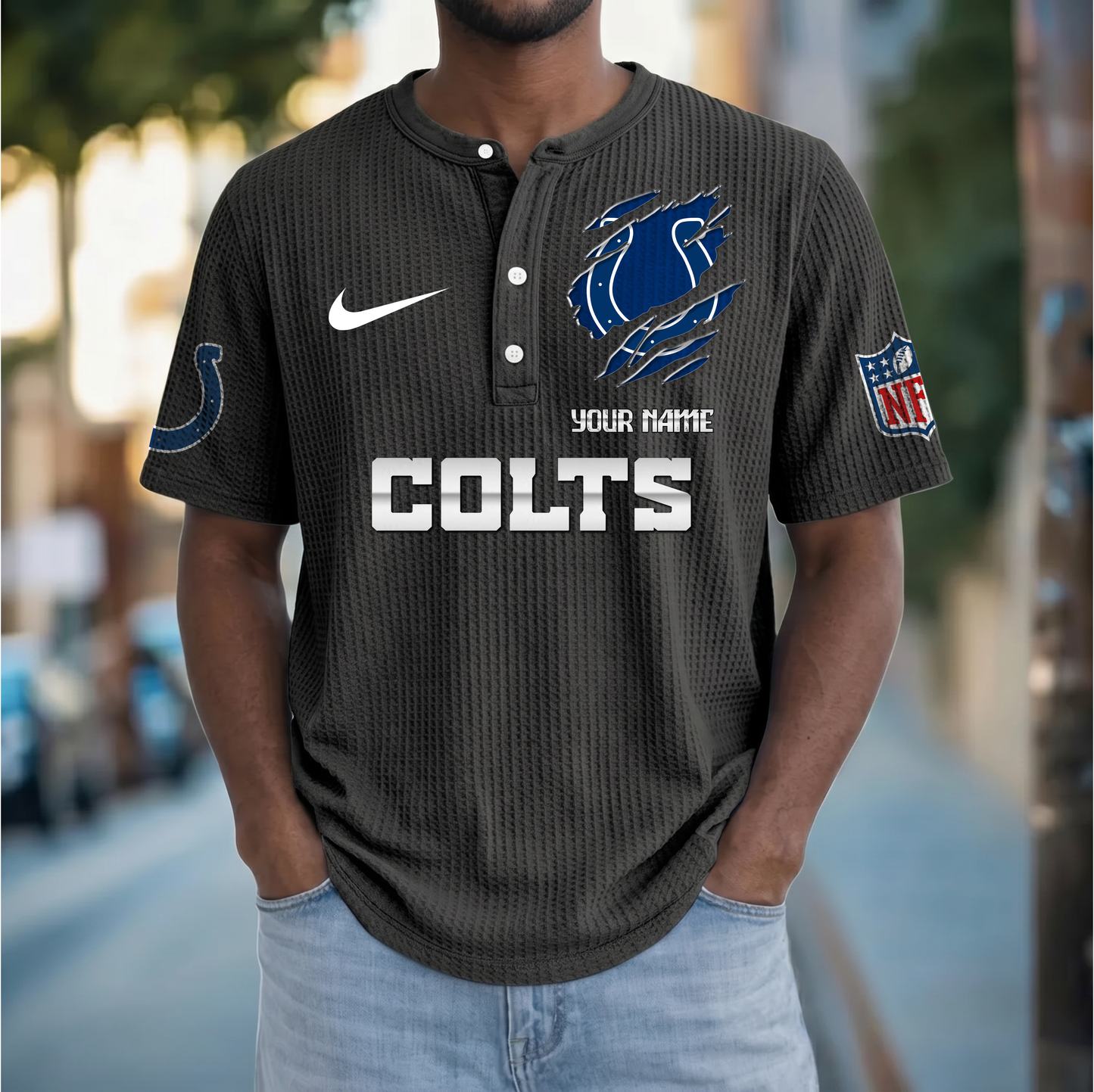 PREMIUM NFL X IC Crew neck button Henry Shirt Limited Editions NDT VHM 230426