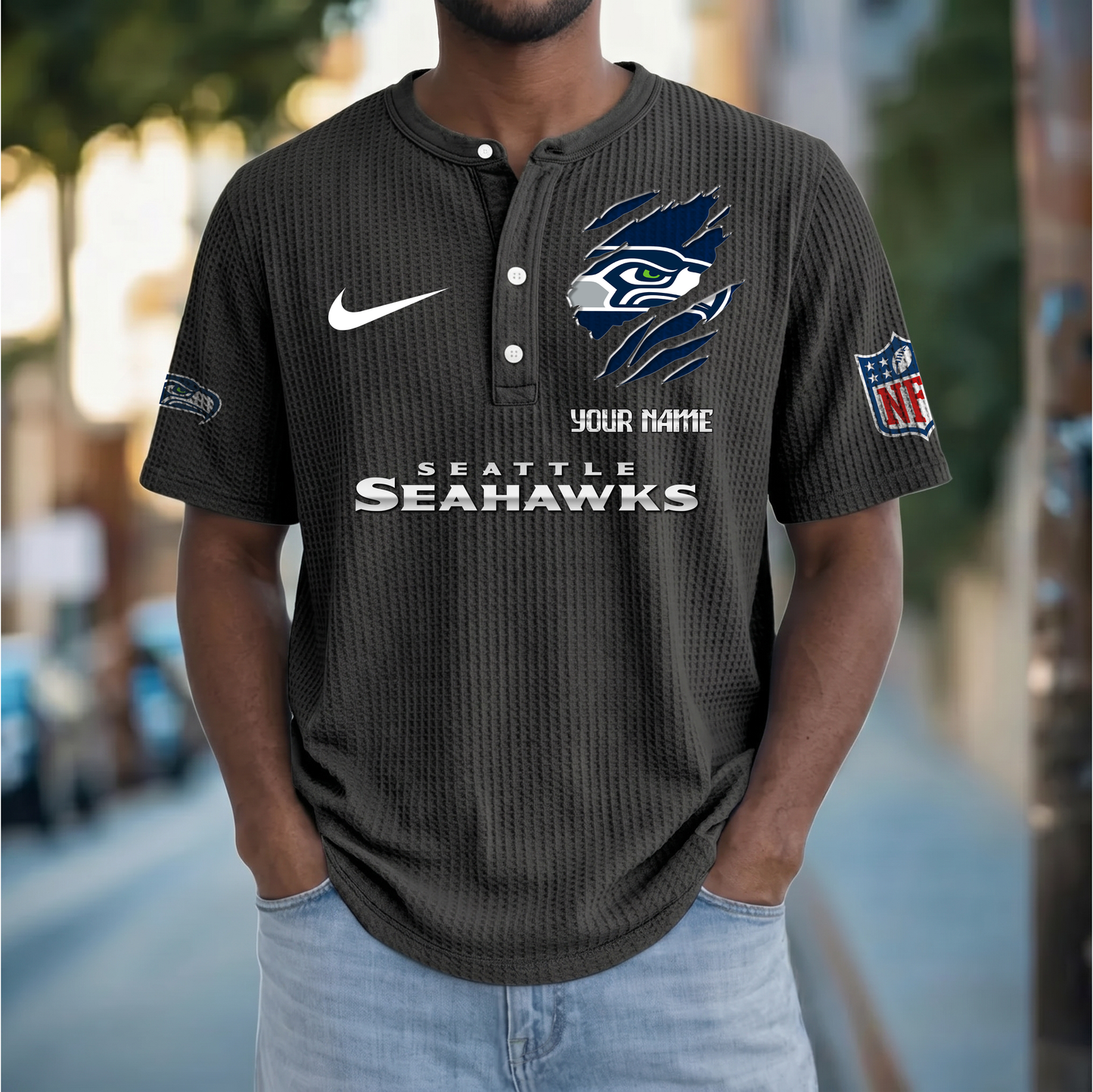 PREMIUM NFL X SS Crew neck button Henry Shirt Limited Editions NDT VHM 230426