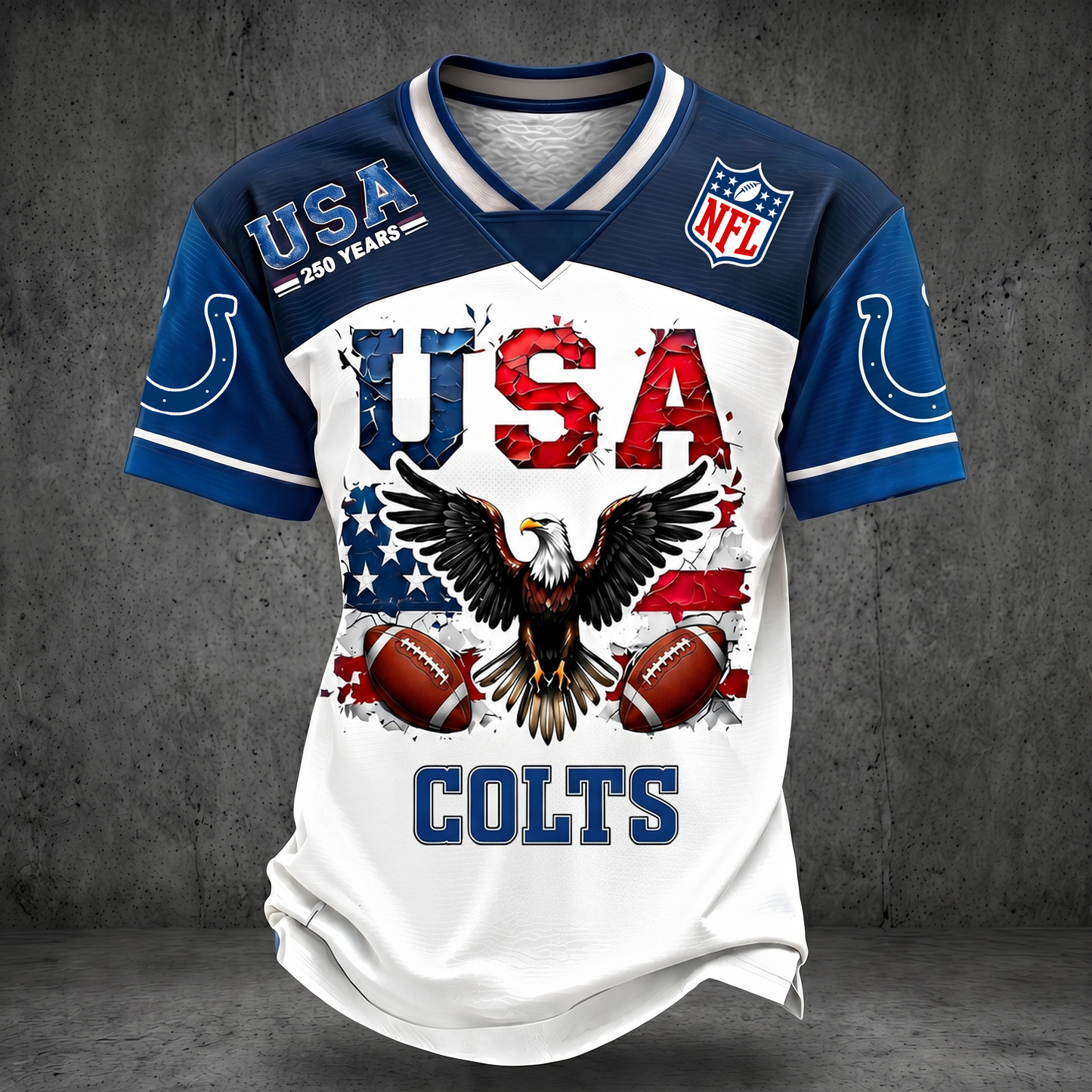 PREMIUM NFL x IC 250TH Anniversary LUXURY V-Neck PATCHWORK T- Shirt 220626