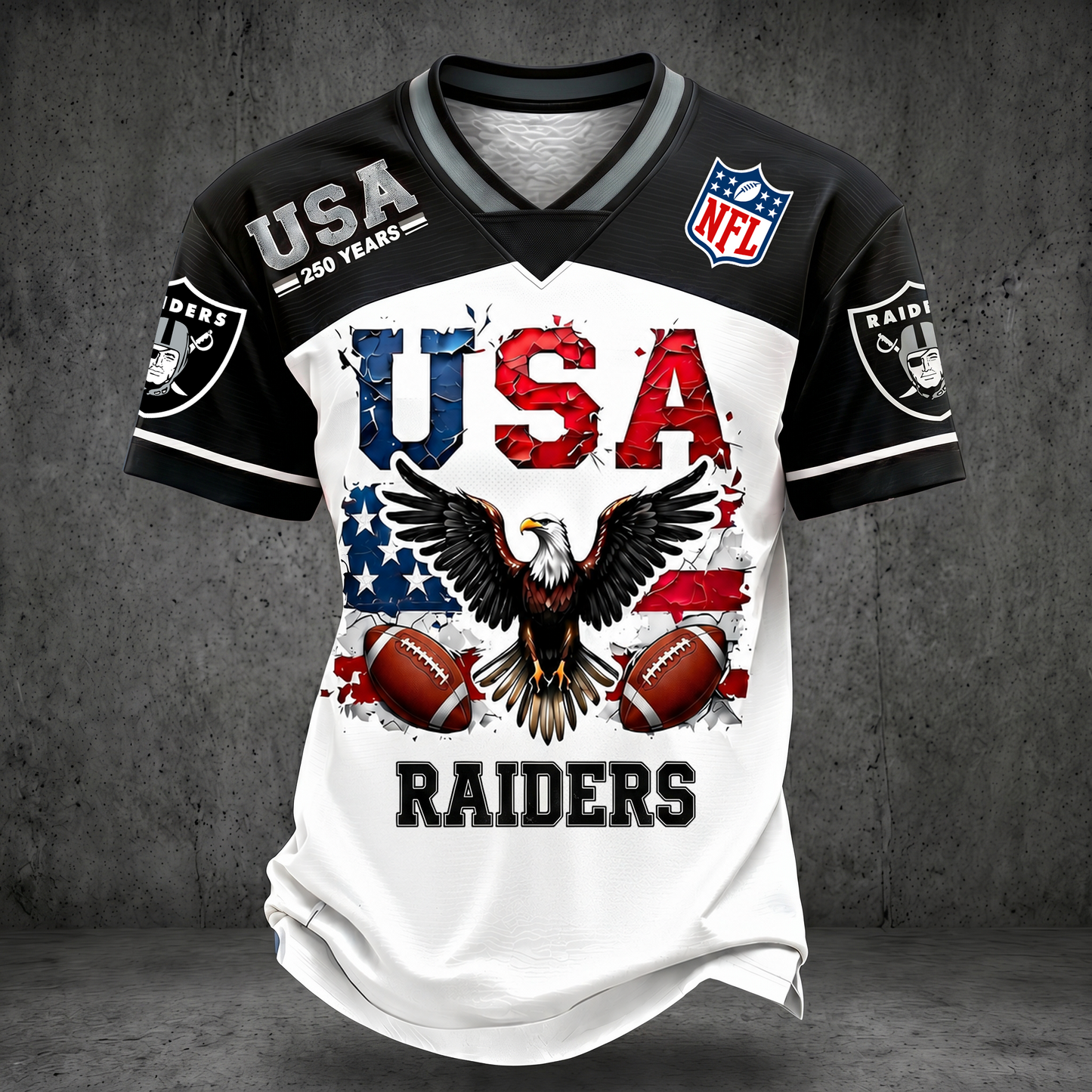 PREMIUM NFL x LVR 250TH Anniversary LUXURY V-Neck PATCHWORK T- Shirt 220626