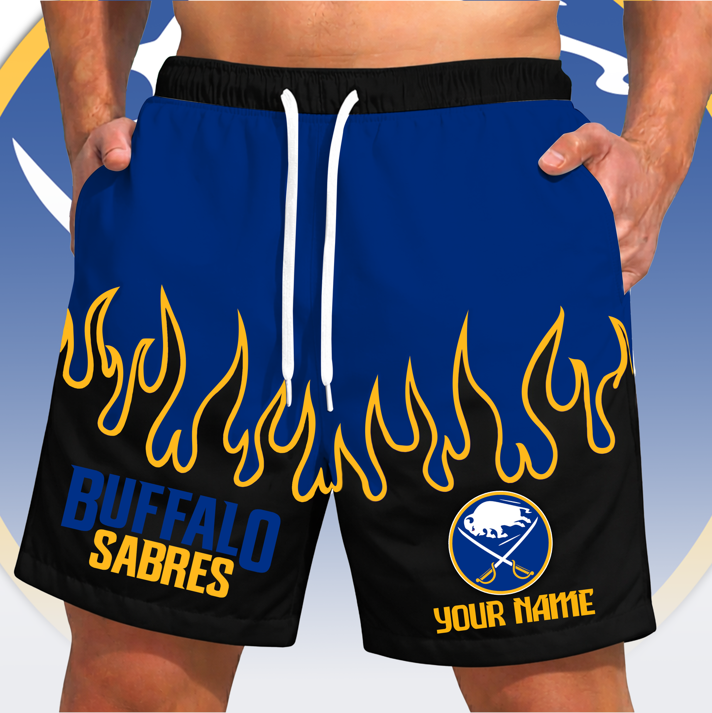 PREMIUM NHL X BS Fire Flame Short Pants Custom Name Limited Edition NDT VHM 200426