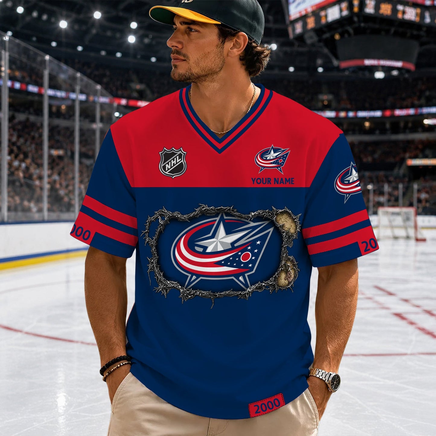 PREMIUM NHL X CBJ Streetwear V-neck Shirt Custom Gifts For Fan NDT NHM 290526