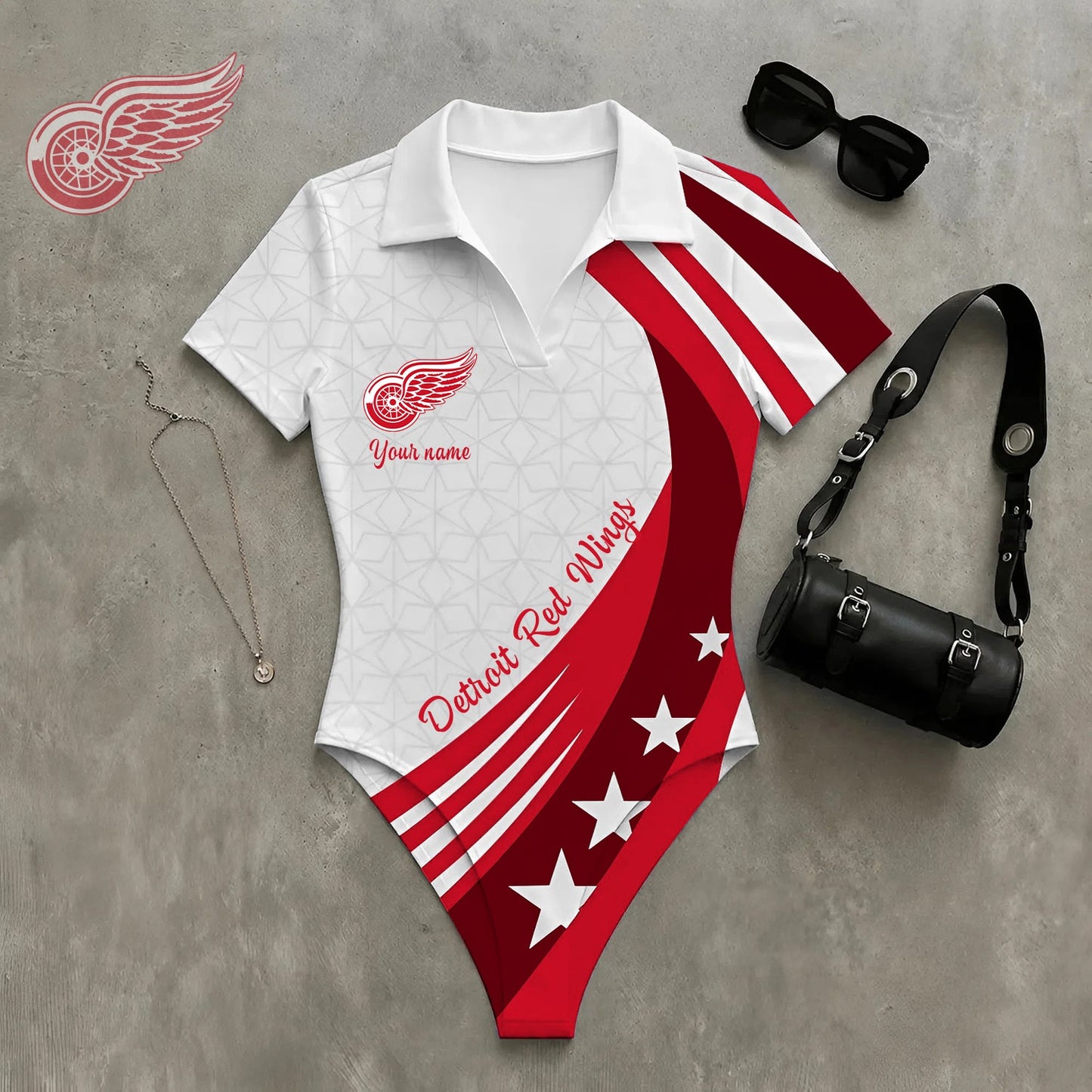 PREMIUM NHL X DRW WomenŸ??s Slim-Fit V-Neck Polo Bodysuit NDT NHM 270526