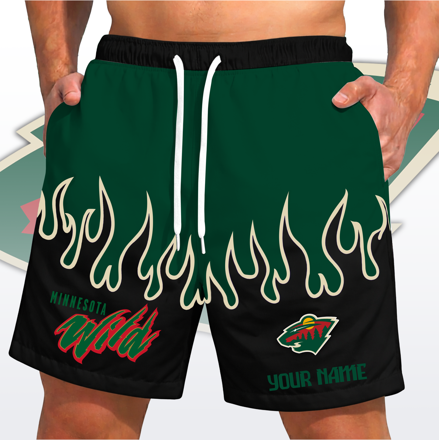 PREMIUM NHL X MW Fire Flame Short Pants Custom Name Limited Edition NDT VHM 200426