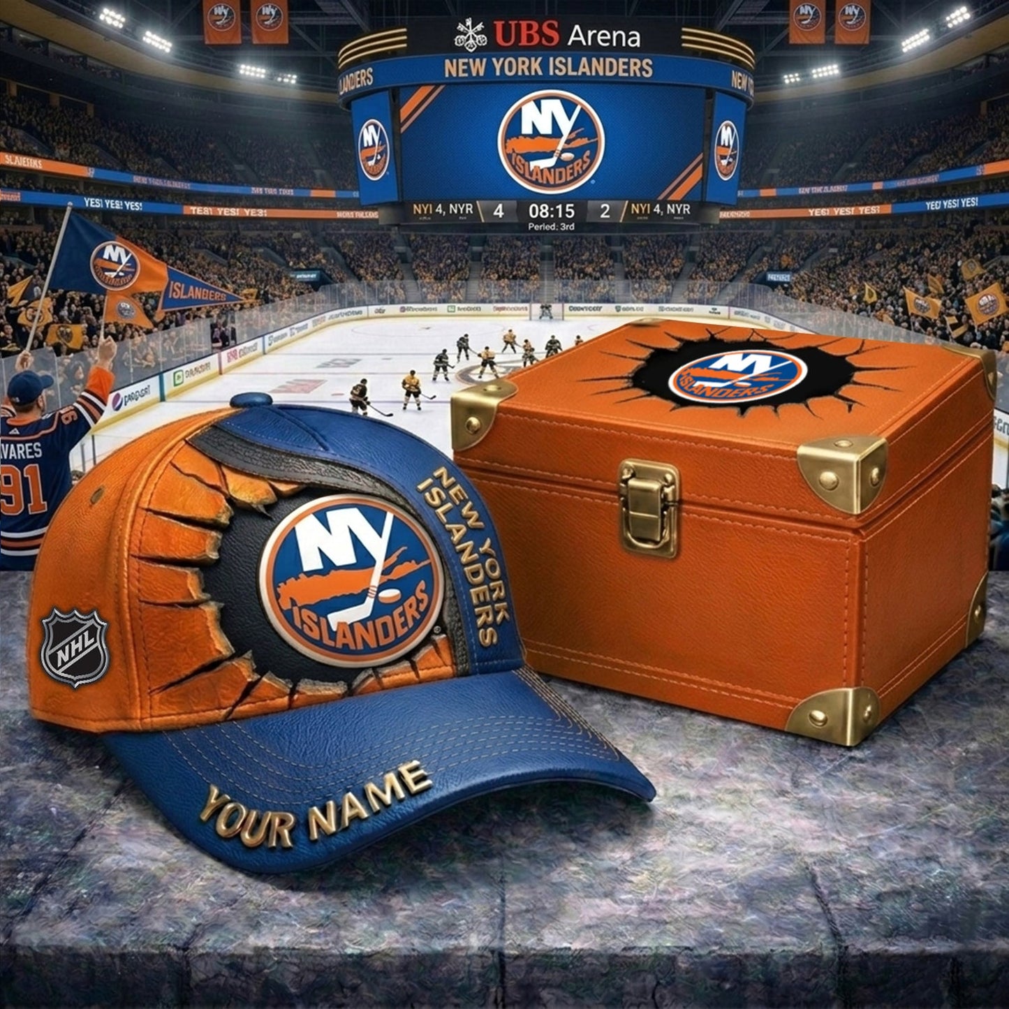 PREMIUM NHL X NYI CRACK CUSTOM NAME HAT NDT NHM 140426