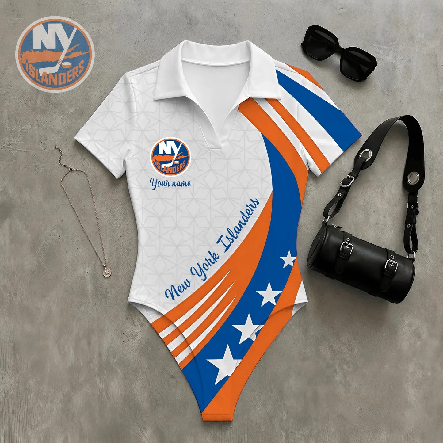 PREMIUM NHL X NYI WomenŸ??s Slim-Fit V-Neck Polo Bodysuit NDT NHM 270526