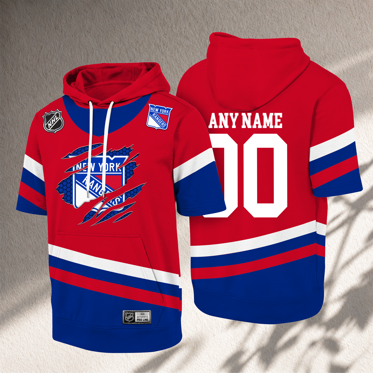 PREMIUM NHL X NYR CRACK Short Sleeve Hoodie SHIRT NDT VHM 150526