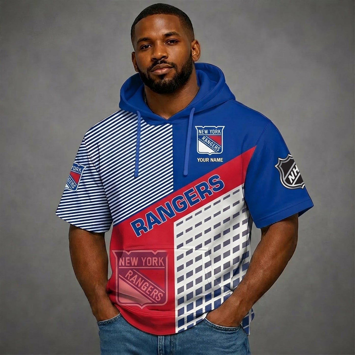 PREMIUM NHL X NYR Short Sleeve Hoodie SHIRT FOR SUMMER HOLIDAY V3 NDT NHM 180526