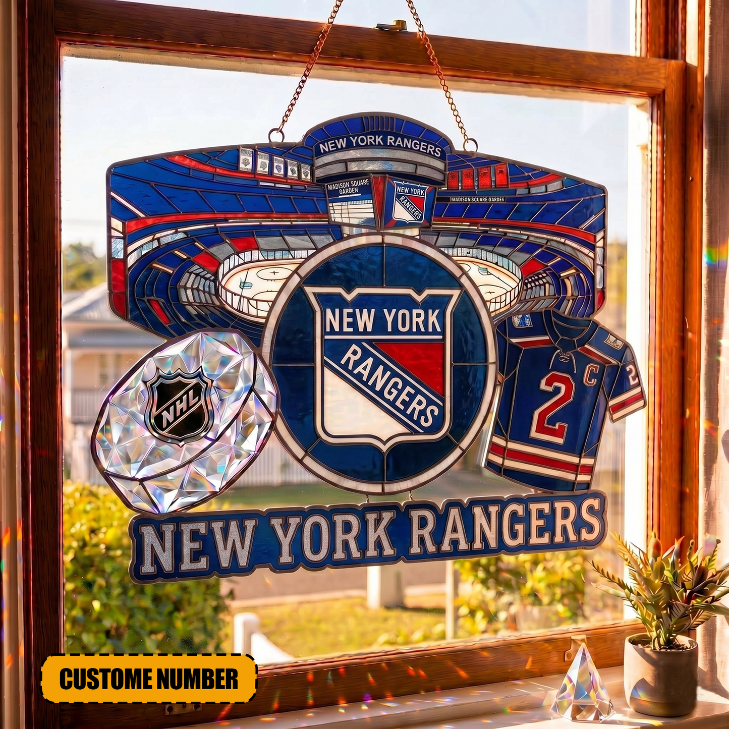 PREMIUM NHL X NYR Suncatcher Custom Name Limited Edition NDT VHM 240426