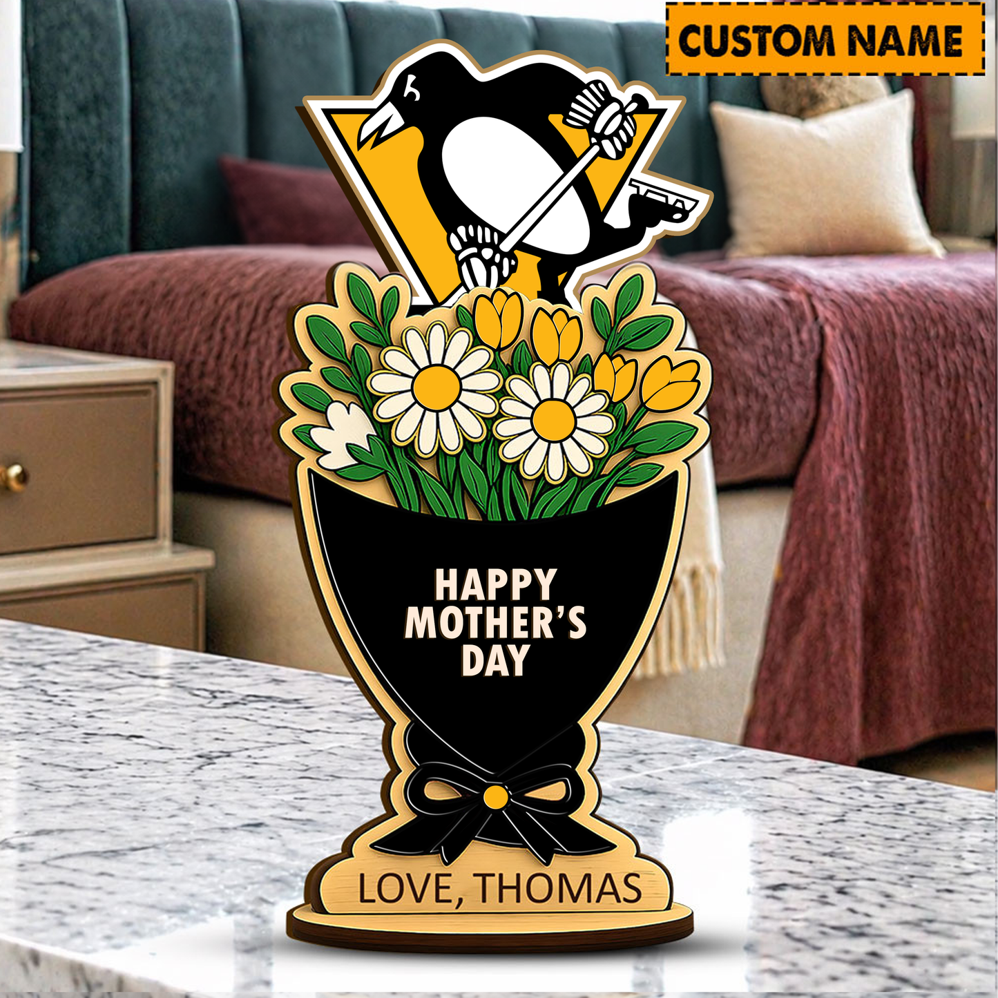 PREMIUM NHL X PP Custom Name Happy Mother's Day Wooden Plaque Gifts For Fan NDT VHM 170426