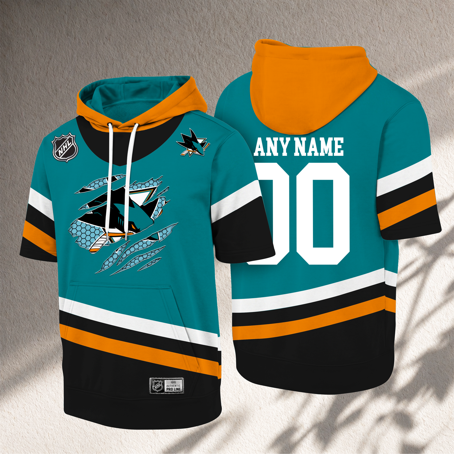 PREMIUM NHL X SJS CRACK Short Sleeve Hoodie SHIRT NDT VHM 150526