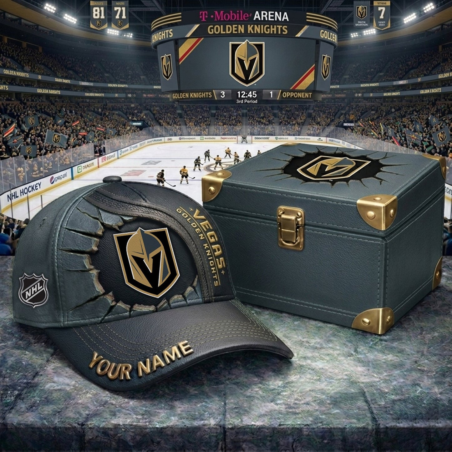 PREMIUM NHL X VGK CRACK CUSTOM NAME HAT NDT NHM 140426