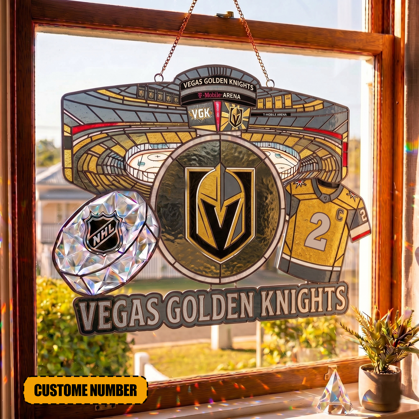 PREMIUM NHL X VGK Suncatcher Custom Number Limited Edition NDT VHM 240426