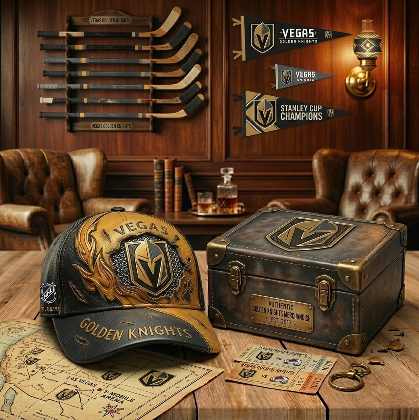 PREMIUM NHL X VGK VINTAGE CUSTOME NAME HAT NDT VHM 180426