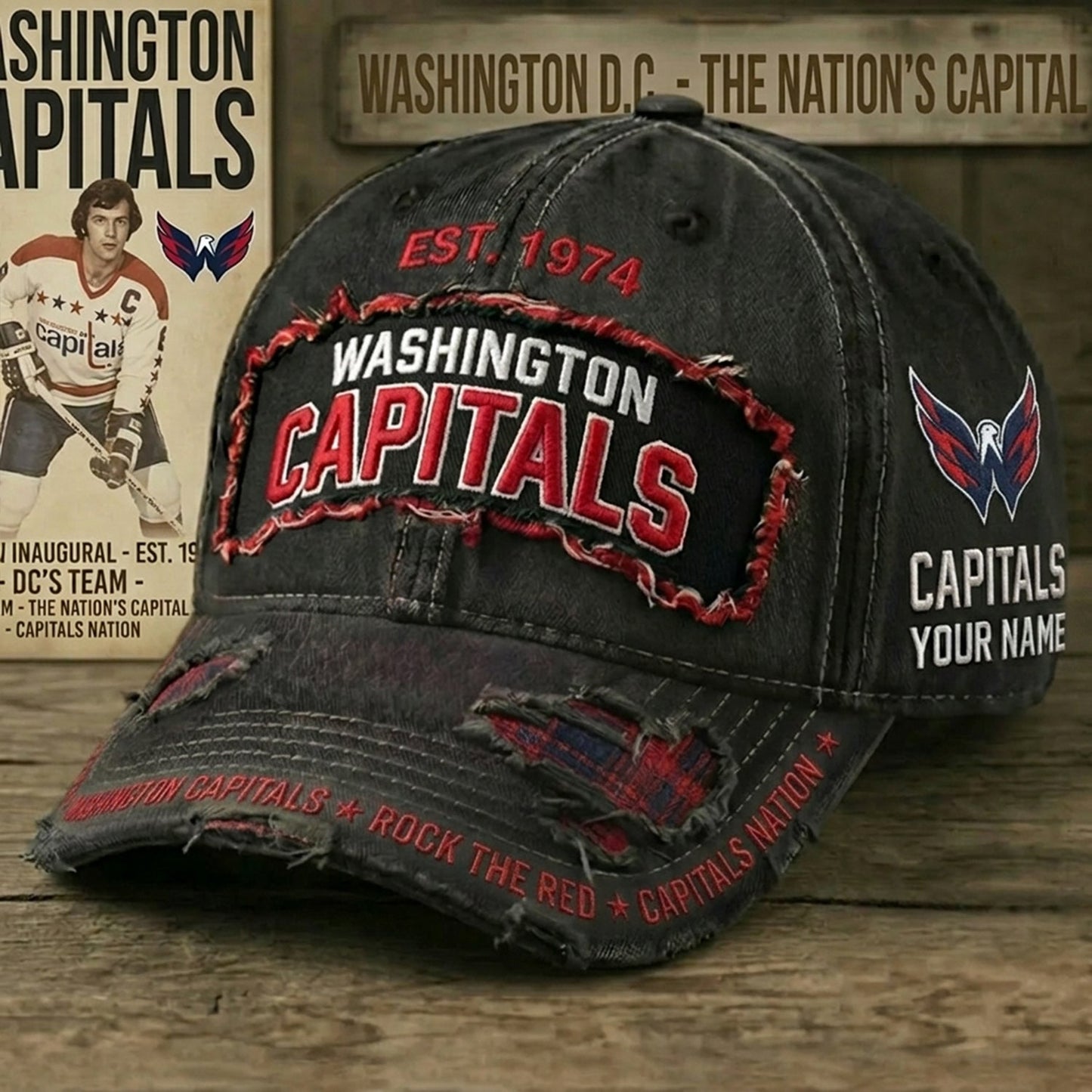 PREMIUM NHL X WC Denim Washed Custom Name HAT NDT NHM 050526