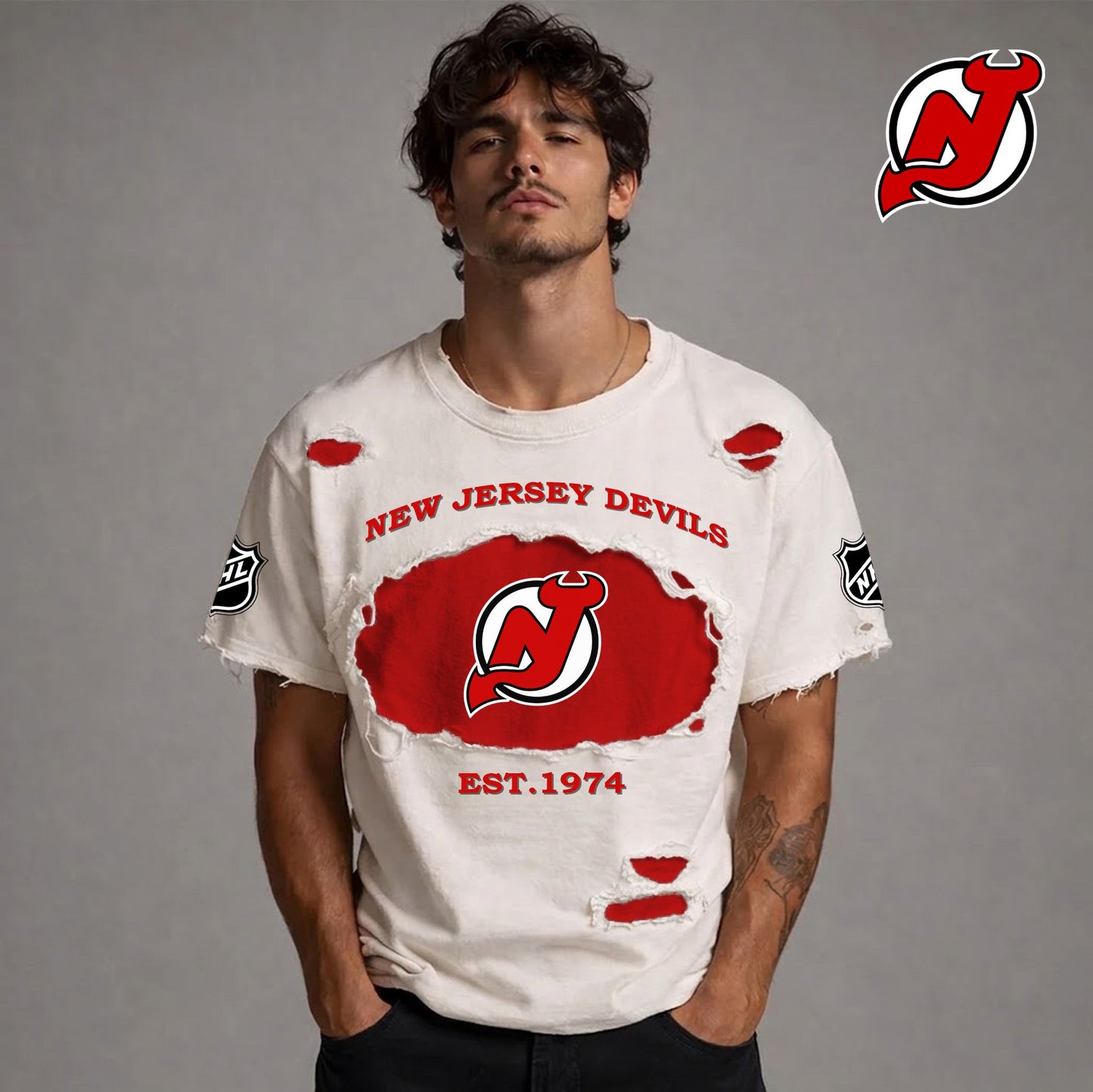 PREMIUM NHL x NJD RETRO WASH SHIRT NDT NTN 080426