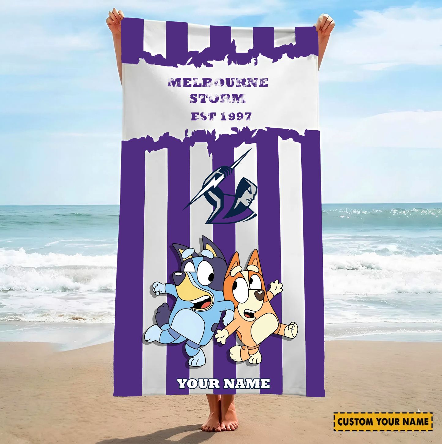 PREMIUM NRL X MS BLUEY&BINGO Beach Towel Personalized NDT VHM 280326