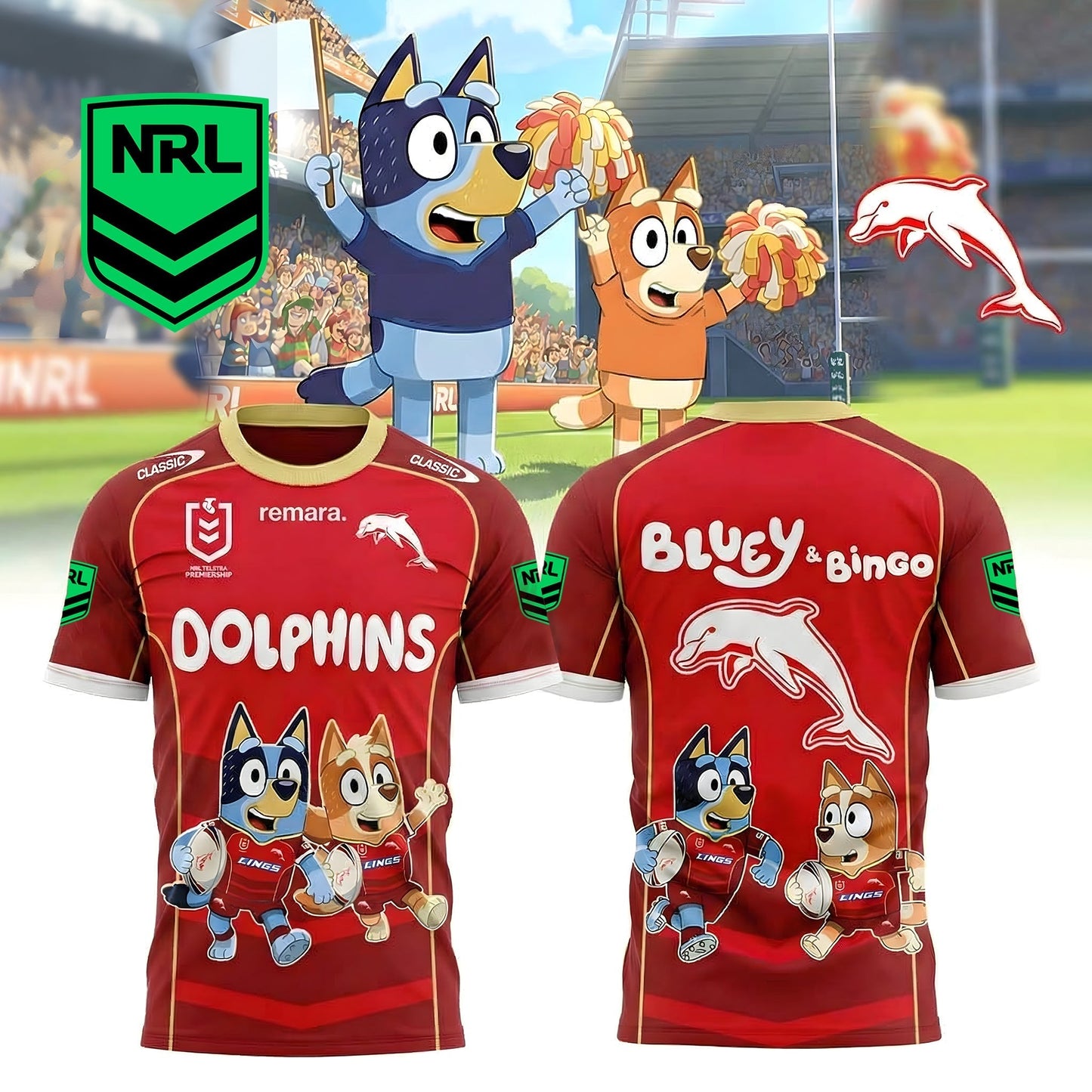PREMIUM NRL X DOL Bluey & Bingo POLO SHIRT ƒ?? Limited 2026 NDT LVH