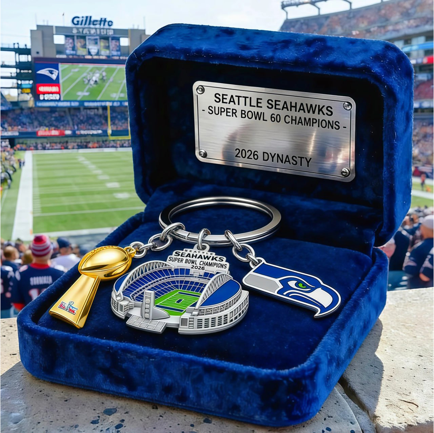 PREMIUM NFL X SEA Super Bowl LX (2026) Championship Commemorative Keychain NDT VHM 100226