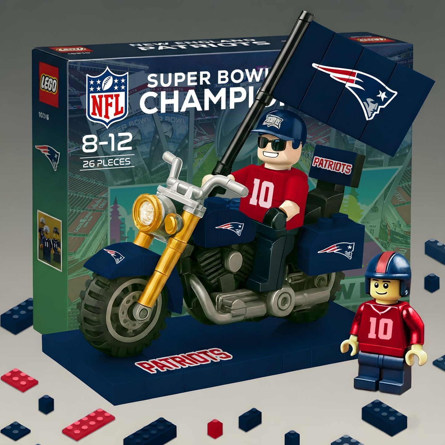 PREMIUM NFL x PAT Building Blocks Bike Toy Set Super Bowl NDT LVH 290126