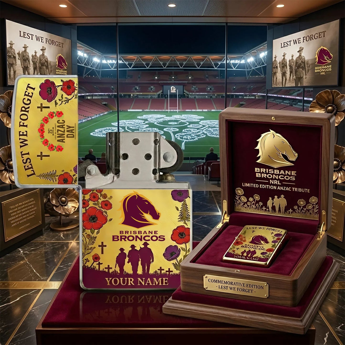 PREMIUM NRL X BB ANNIVERSARY 111TH ANZAC Personalized Lighter NDT NHM 300326