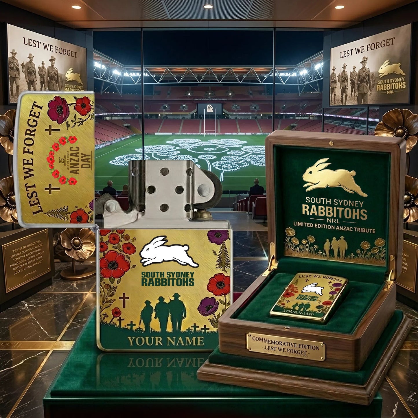 PREMIUM NRL X SSR ANNIVERSARY 111TH ANZAC Personalized Lighter NDT NHM 300326