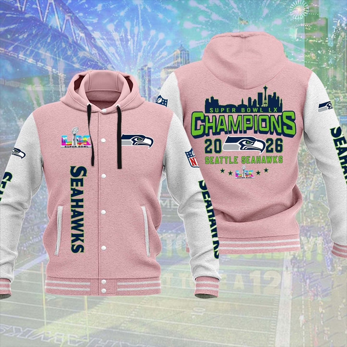 PREMIUM NFL X SEA CHAMPION SUPER BOWL Baseball Jacket NDT NHM 090226