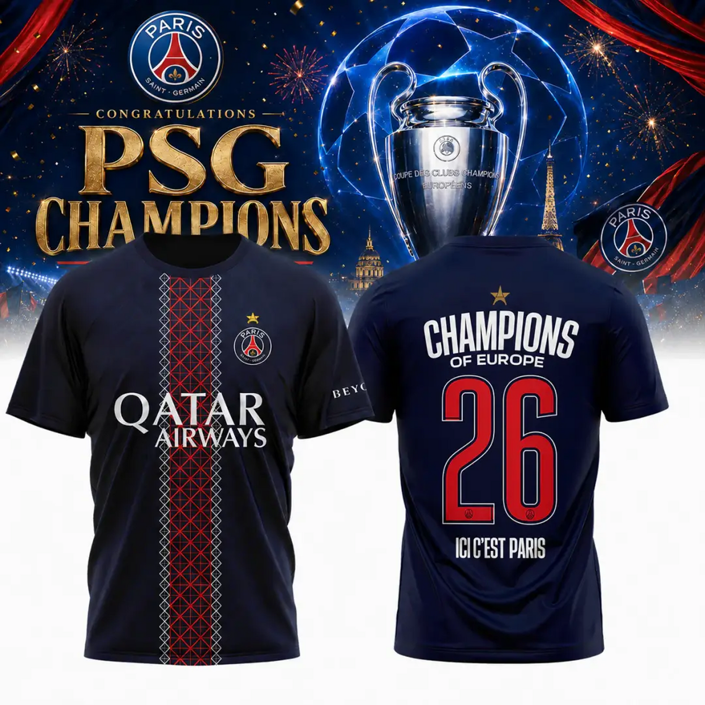 PSG UEFA Champions League 2526 Champions Tshirt V7 0106 DatND DVT