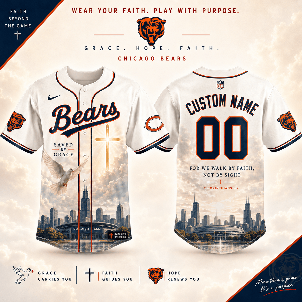 Personalized CHI x NFL Luxury Baseball Jersey 160626